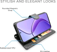 Flip Cover Leather Finish | Inside TPU with Card Pockets | Wallet Stand and Shock Proof | Complete Protection Flip Case for Realme Narzo 70x 5G / N65 / Realme 13/12 / 12X 5G / - Brown, Realme 13 5G