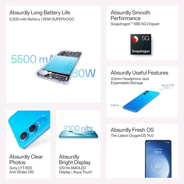 Oneplus  OnePlus Nord CE4 Lite 5G - 8+256, Super Silver