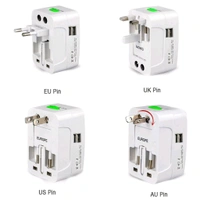 All-in-One Universal Worldwide Travelling AC Adaptor Plug (AU / UK / US / EU) International Power Charger Electric USB Power Plug Socket Adapter Converter  - White