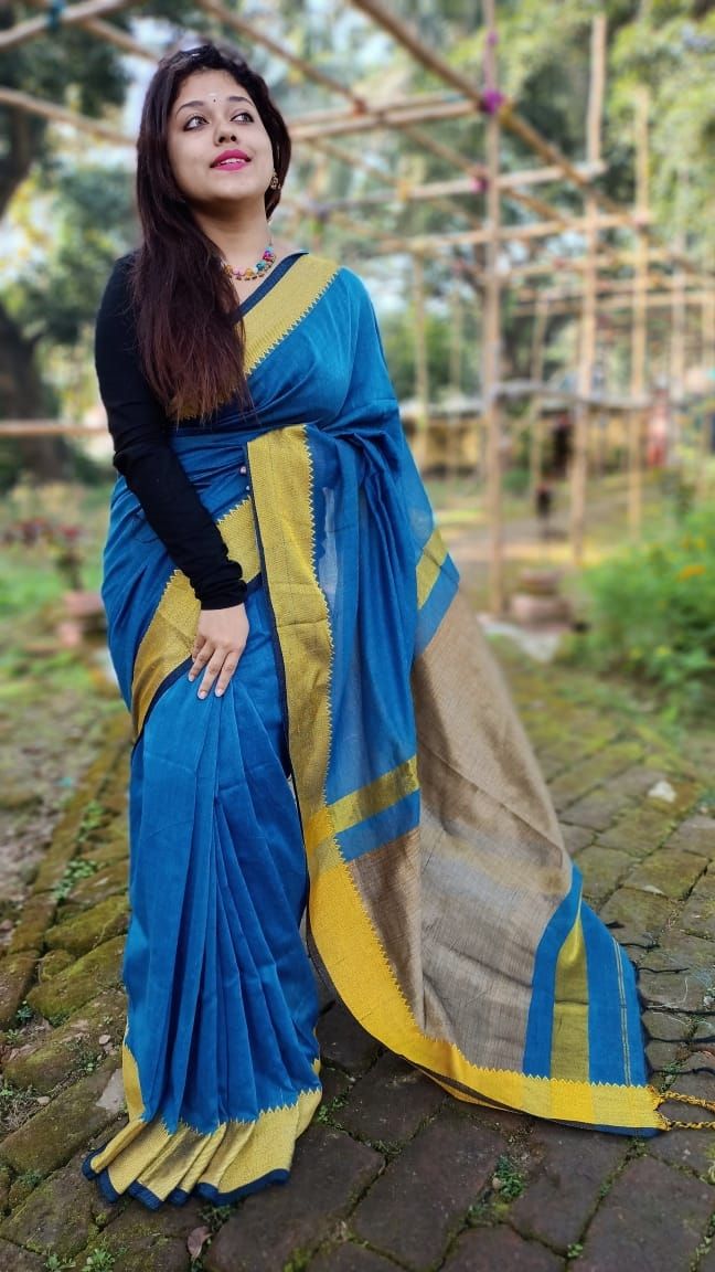 Blue Cotton Saree | Leemboodi