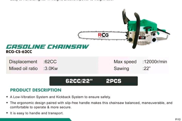 Gasoline Chain Saw 62cc-22