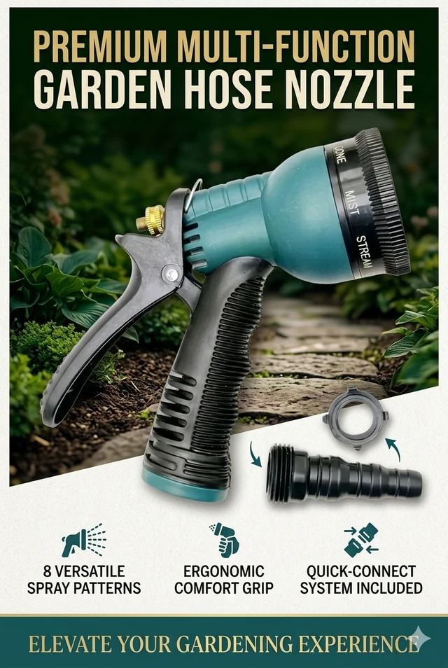 Adjustable 8 Pattern Water Spray Nozzle