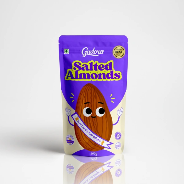 Roasted Salted Almonds | 100% California Badam | Zero Oil | High in Protein & Fiber - 200g