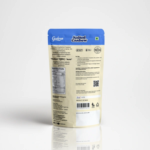 Premium Roasted Salted Cashew Nuts | Zero Cholesterol Natural Whole Kaju Nuts & Dry Fruits | Rich in Protein - 200g