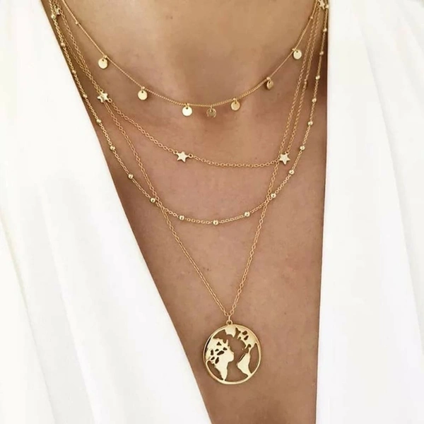  Golden Neck Chain Pendant Necklace Jewellery for Women 