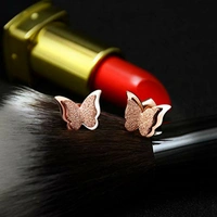 Yellow Chimes Charming Dual Butterfly Surgical Steel 18K Real Rose Gold Stud Earrings 