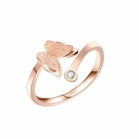 Yellow Chimes Charming Dual Butterfly Surgical Steel 18K Real Rose Gold Stud ring