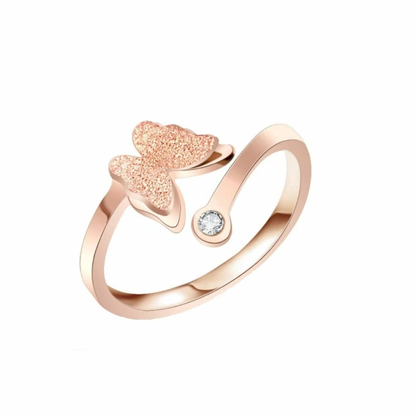 Yellow Chimes Charming Dual Butterfly Surgical Steel 18K Real Rose Gold Stud ring