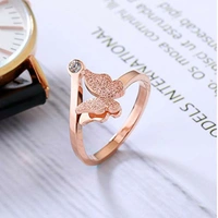 Yellow Chimes Charming Dual Butterfly Surgical Steel 18K Real Rose Gold Stud ring