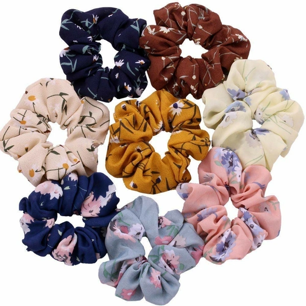 DrishtiDrishti® Silky High Glossy Satin Scrunchies for Girl & Woman Set of-12 (Multicolor) 