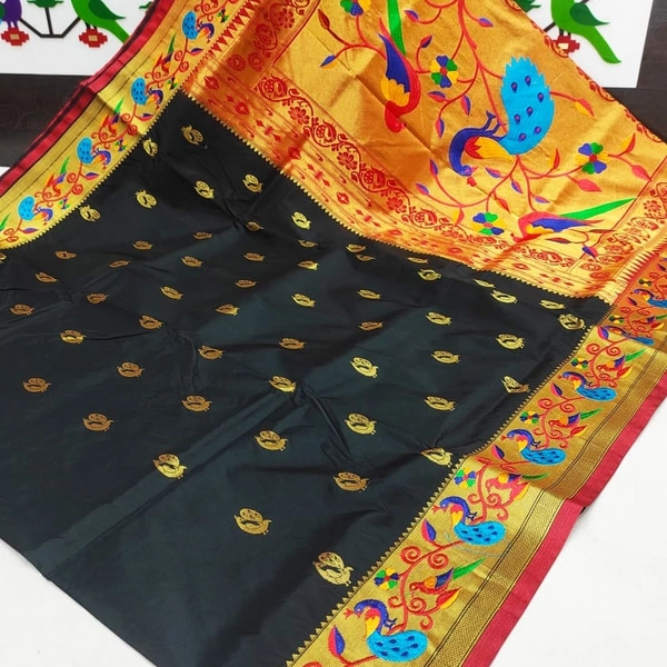 American Parrot Embroidery Paithani