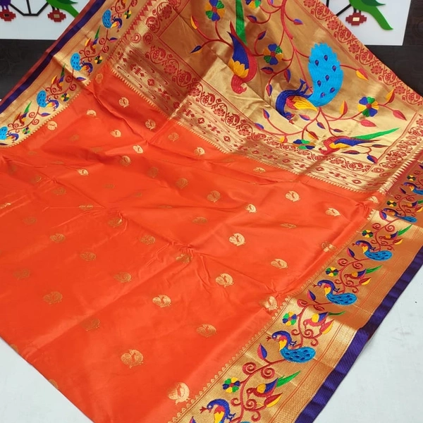 American Parrot Embroidery Paithani