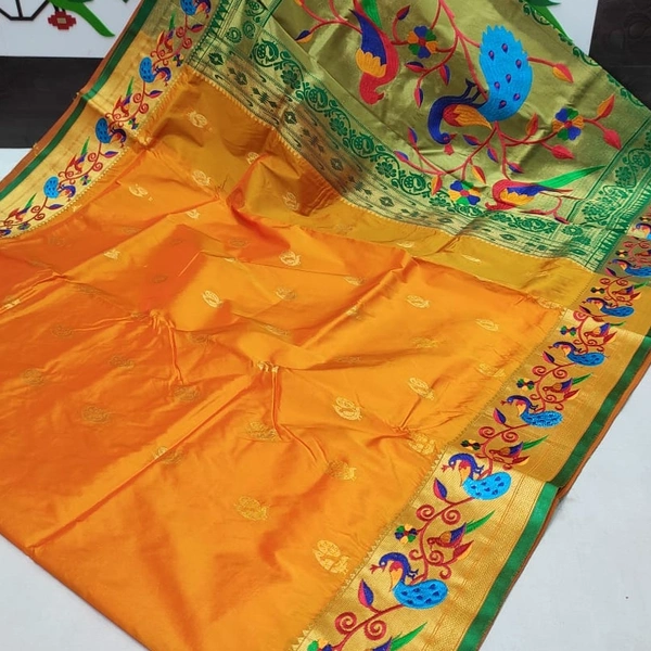 American Parrot Embroidery Paithani