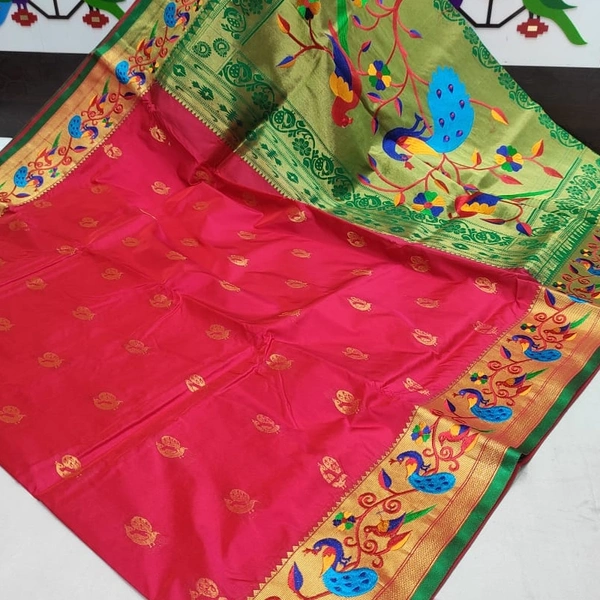 American Parrot Embroidery Paithani