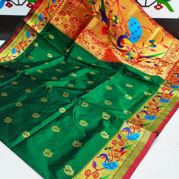 American Parrot Embroidery Paithani