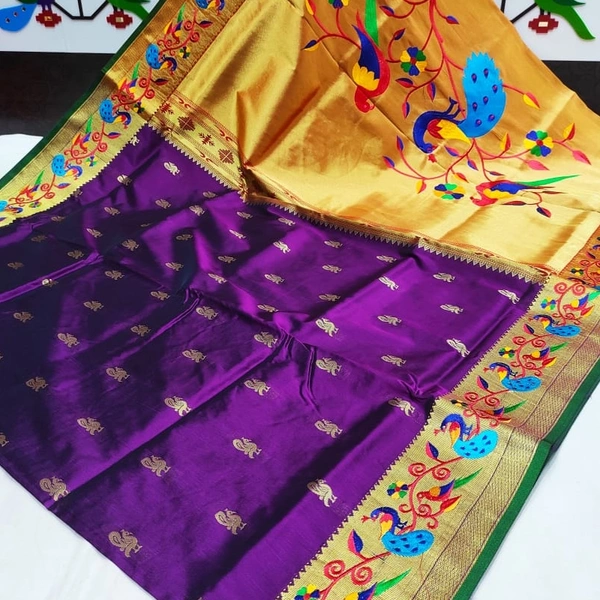 American Parrot Embroidery Paithani