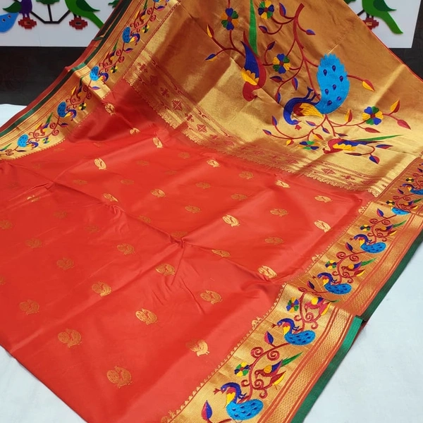 American Parrot Embroidery Paithani