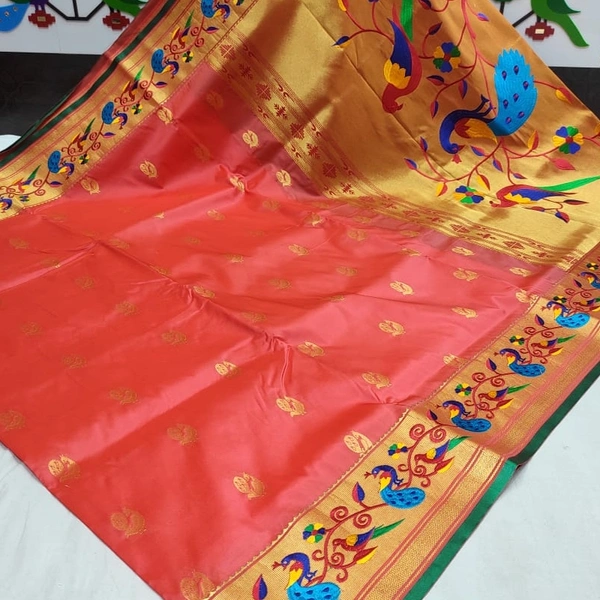 American Parrot Embroidery Paithani