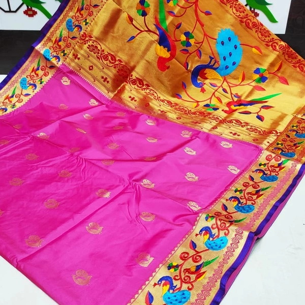 American Parrot Embroidery Paithani