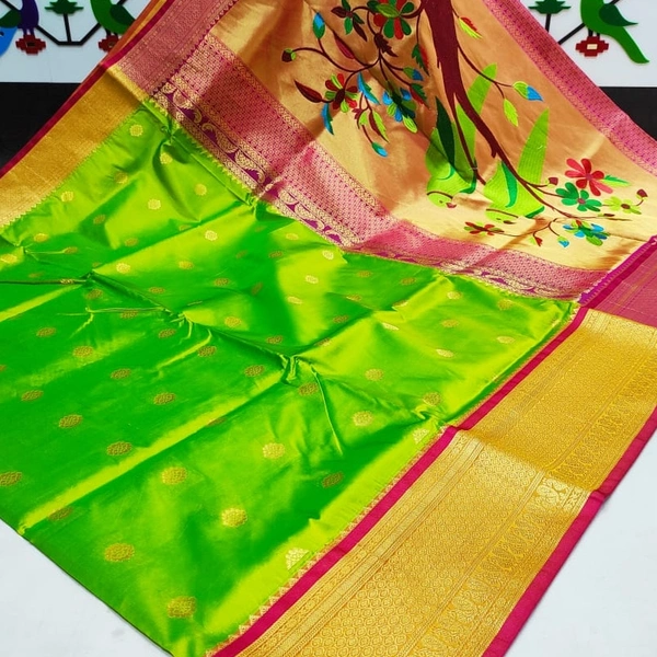 Indian Parrot Mhalsa Big Border Paithani