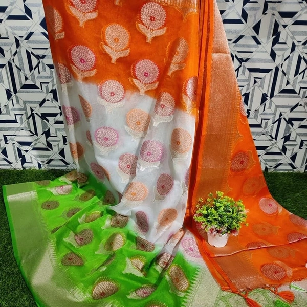 Independence Day Special Banaras Organza Saree