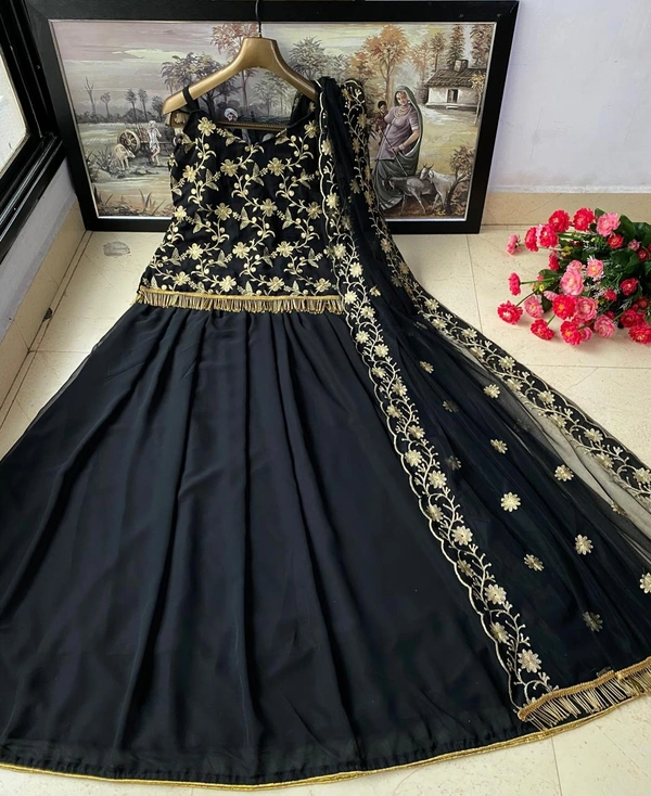  Heavy Georgette With Fully Embroidery Fully Stitched Upto 44size 