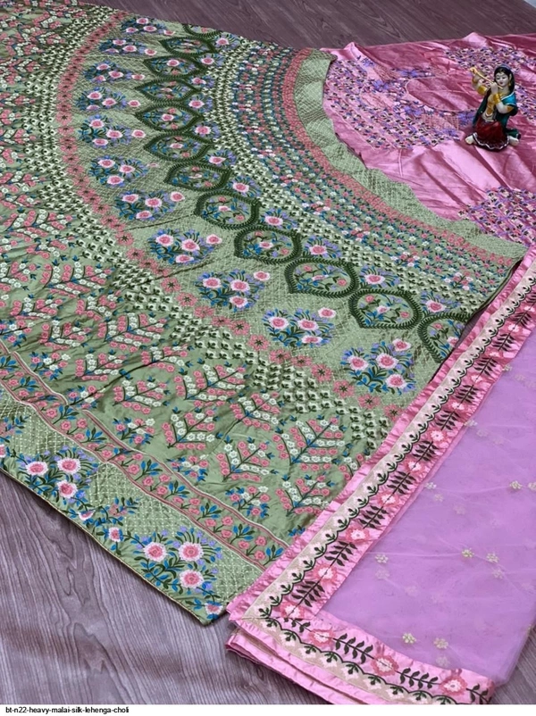 Heavy Malay Silk Semi Stitched Lehenga
