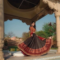 Ruby Red Lehenga (Semi Stitched)