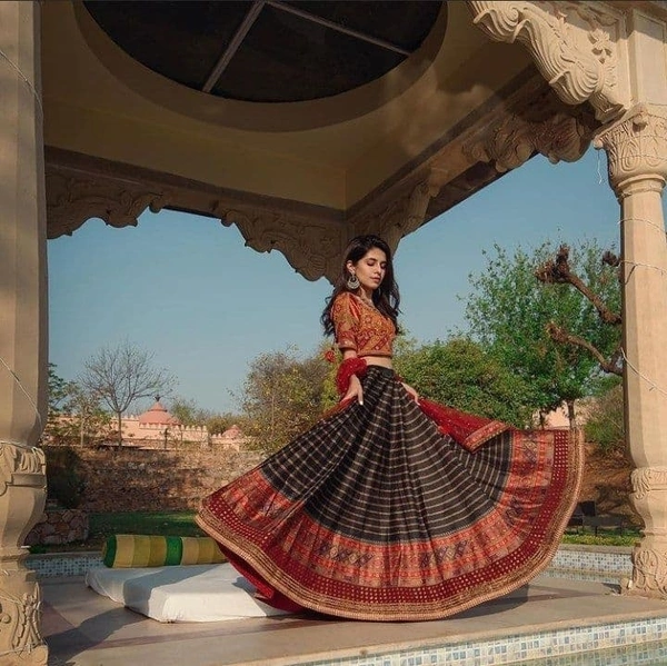 Ruby Red Lehenga (Semi Stitched)