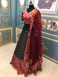 Ruby Red Lehenga (Semi Stitched)