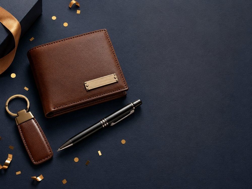 Personalised gifts for him — wallets, pens and combos