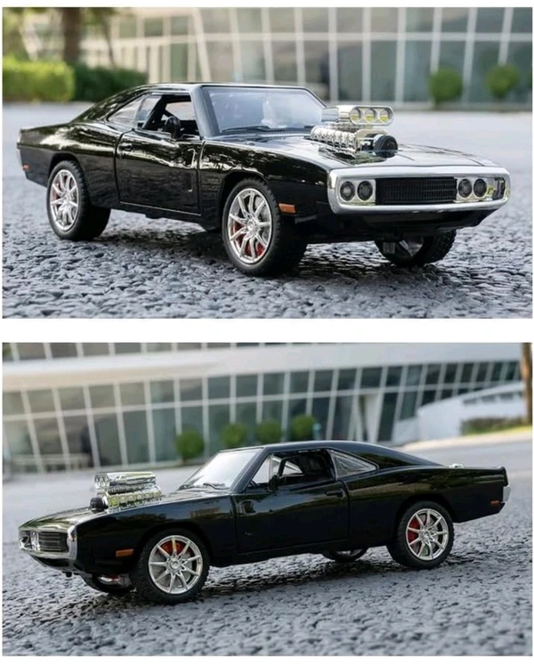 1:24 Big Fast and Furious Dodge Charger Diecast Model Metal Pull-Back Car with Sound, Light and Opening Doors: A Kids' Toy Vehicle Gift