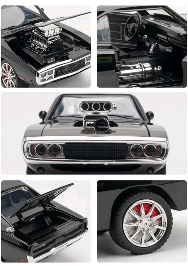1:24 Big Fast and Furious Dodge Charger Diecast Model Metal Pull-Back Car with Sound, Light and Opening Doors: A Kids' Toy Vehicle Gift