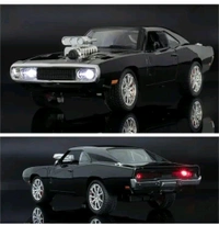 1:24 Big Fast and Furious Dodge Charger Diecast Model Metal Pull-Back Car with Sound, Light and Opening Doors: A Kids' Toy Vehicle Gift