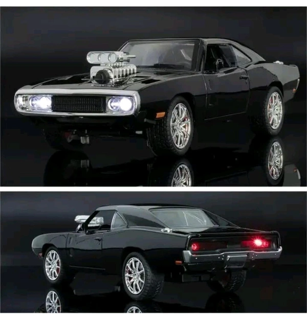 1:24 Big Fast and Furious Dodge Charger Diecast Model Metal Pull-Back Car with Sound, Light and Opening Doors: A Kids' Toy Vehicle Gift