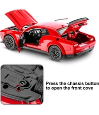 1:24 Scale Exclusive Alloy Metal Pull Back Die-cast Car Model with Sound Light Mini Auto Toy for Kids Metal Model Toy Car with Sound and Light? (1.24 Dodge Challenger-RED)