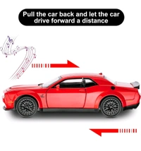 1:24 Scale Exclusive Alloy Metal Pull Back Die-cast Car Model with Sound Light Mini Auto Toy for Kids Metal Model Toy Car with Sound and Light? (1.24 Dodge Challenger-RED)