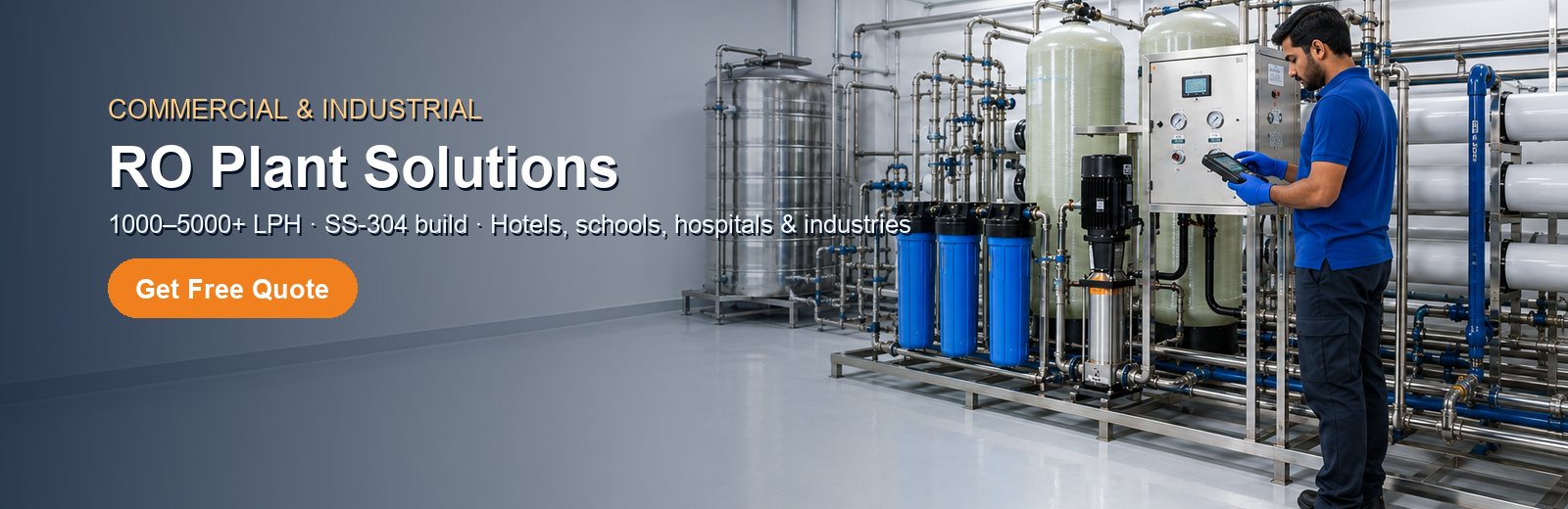 Commercial and industrial RO plant solutions, 1000 LPH and above