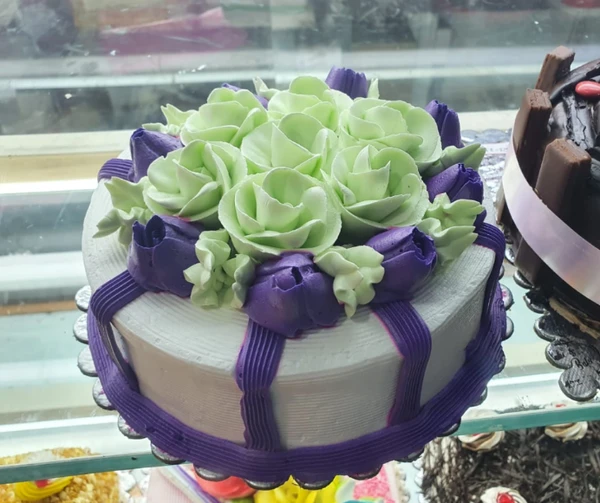 Purple Green Rose Cake