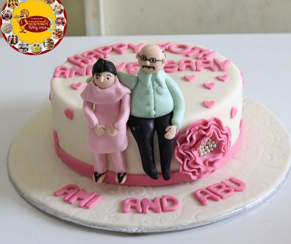 Buy Three Tier Designer Anniversary Fondant Cake-Hearty Love Cake