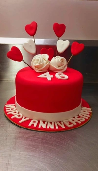 Full Fondant Anniversary Cake - 3 Pound
