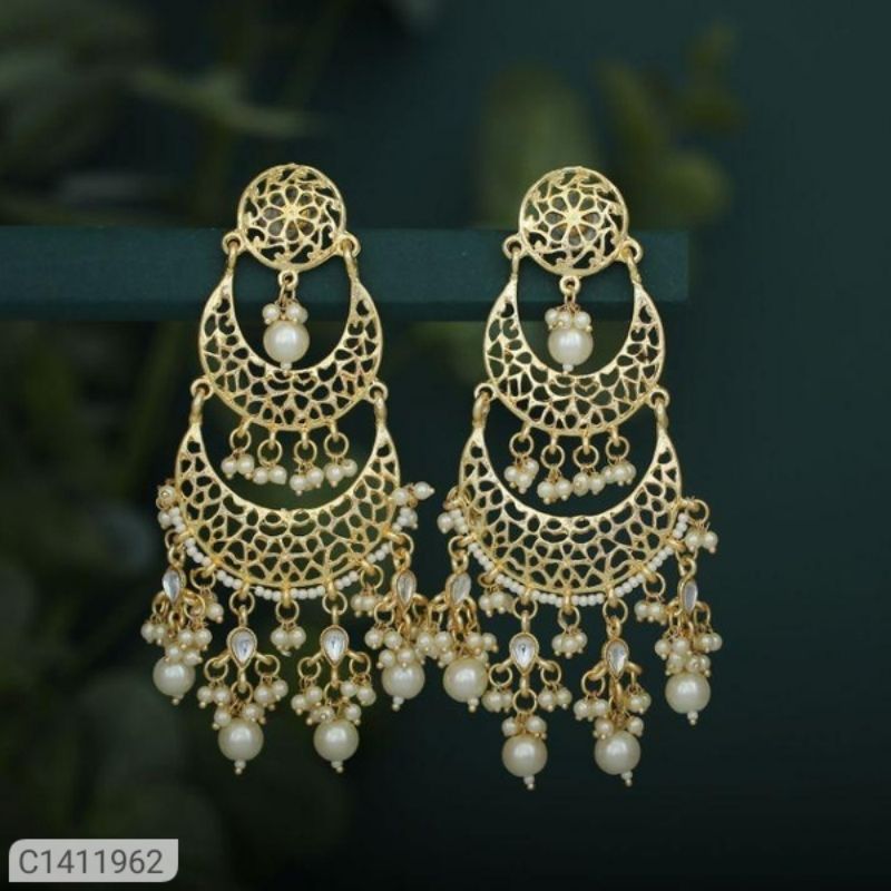 Gold Plated Kundan Earrings – Pinkcity craft