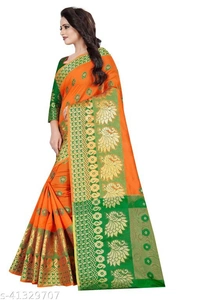 Xxx Fashion Feats elegant cotton silk saree - Orange