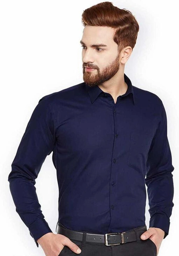 TRENDY STYLISH MEN'S POLYCOTTON FULL SLEEVES LOWEST PRICE FORMAL SHIRT - Blue, S