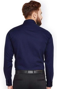 TRENDY STYLISH MEN'S POLYCOTTON FULL SLEEVES LOWEST PRICE FORMAL SHIRT - Blue, S