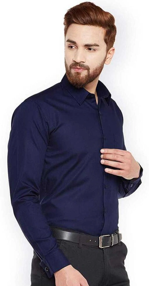 TRENDY STYLISH MEN'S POLYCOTTON FULL SLEEVES LOWEST PRICE FORMAL SHIRT - Blue, S