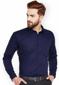TRENDY STYLISH MEN'S POLYCOTTON FULL SLEEVES LOWEST PRICE FORMAL SHIRT - Blue, S