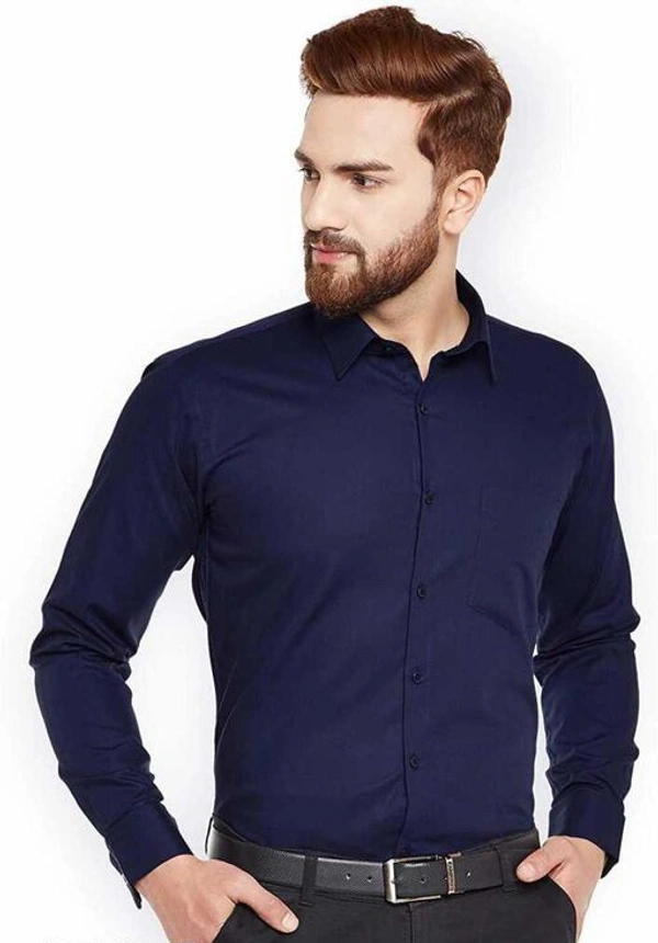 TRENDY STYLISH MEN'S POLYCOTTON FULL SLEEVES LOWEST PRICE FORMAL SHIRT - Blue, S