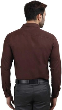 TRENDY STYLISH MEN'S POLYCOTTON FULL SLEEVES LOWEST PRICE FORMAL SHIRT - Brown, L