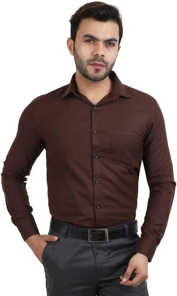 TRENDY STYLISH MEN'S POLYCOTTON FULL SLEEVES LOWEST PRICE FORMAL SHIRT - Brown, M